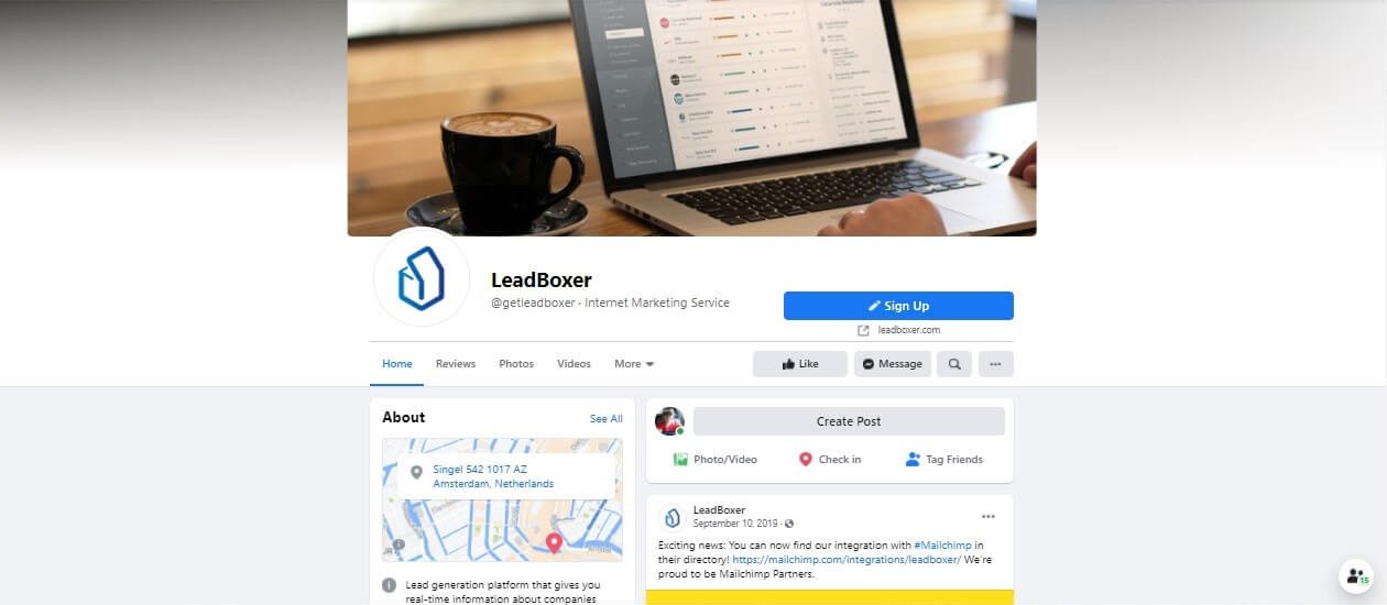 LeadBoxer Facebook Page Example