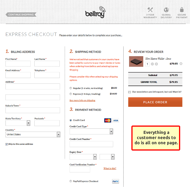 Best Checkout Pages Bellroy