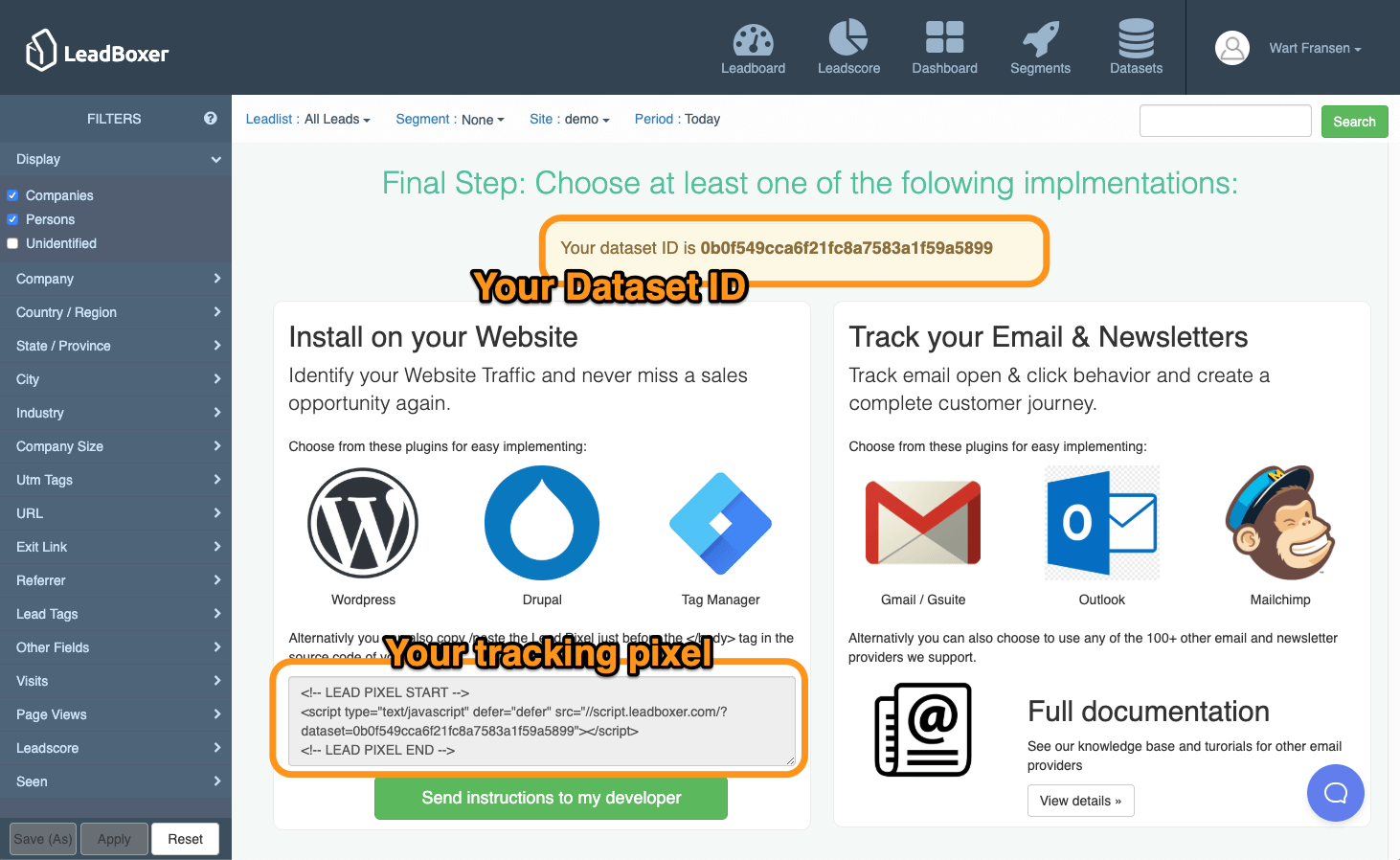 email tracking pixel to identify sales leads