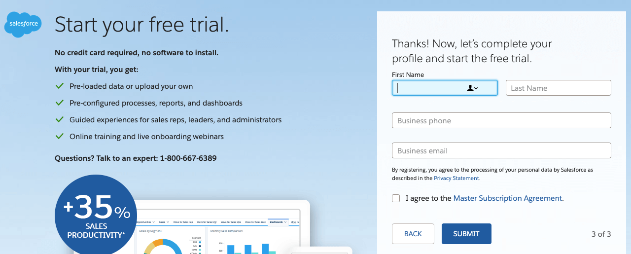free trial form from salesforce