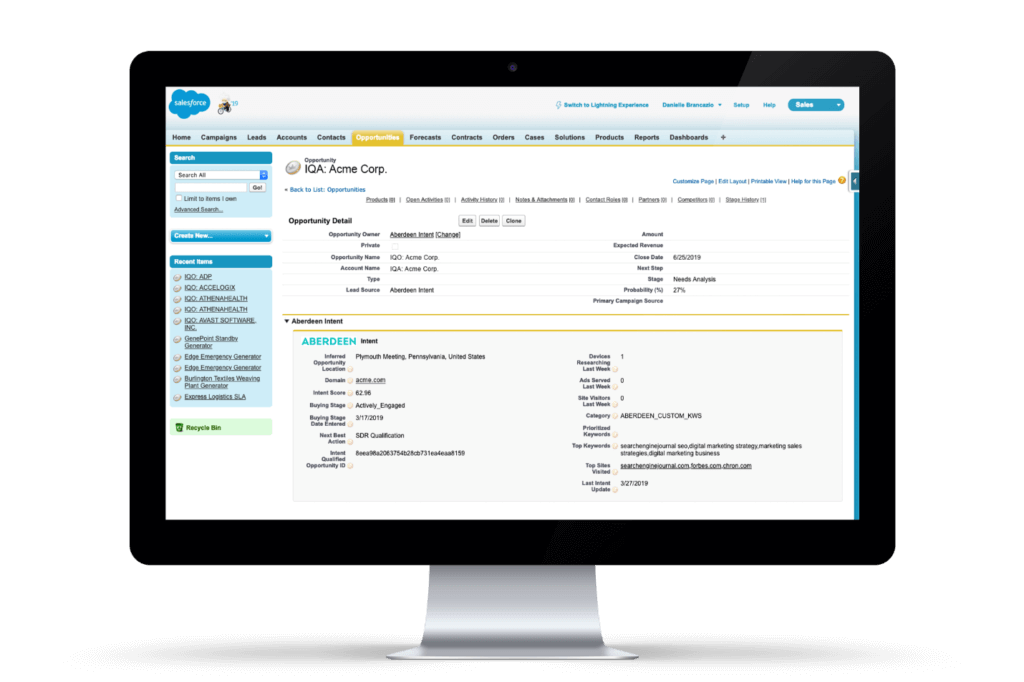 aberdeen intent for salesforce