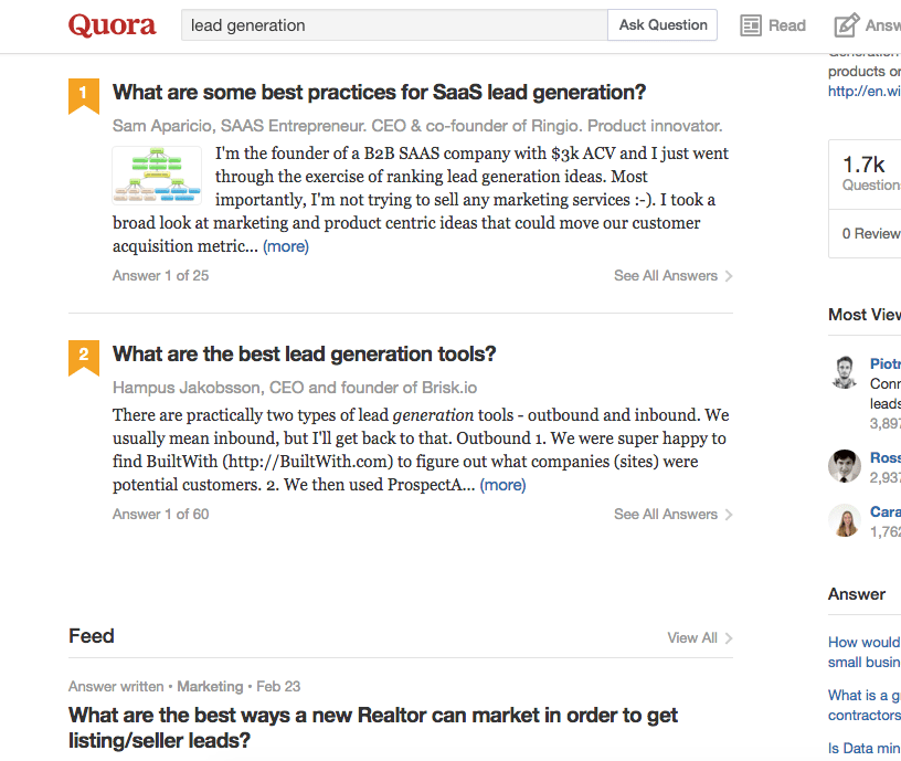 SEO Campaign Quora Screenshot