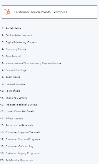 Customer Touch Points Examples